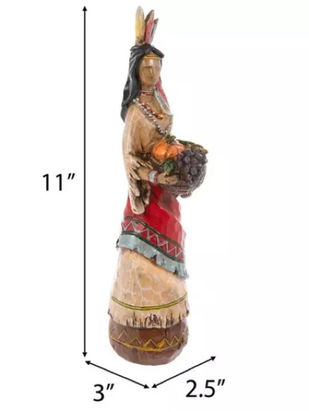 Native American Style Figurine Holding Basket - Picture 2 of 3